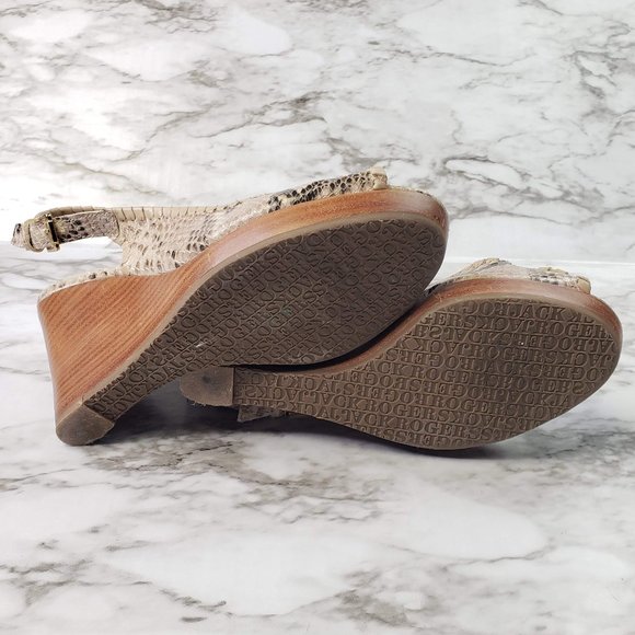 Jack Rogers Snake Skin Peep Toe Wedge Heels - Picture 6 of 6